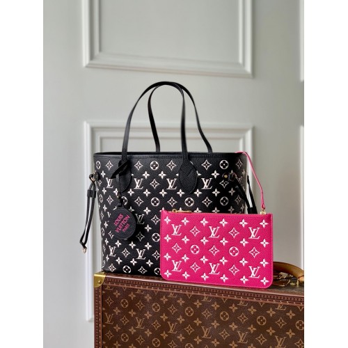Louis Vuitton Monogram Empreinte NEVERFULL MM M46103 Zwart-wit