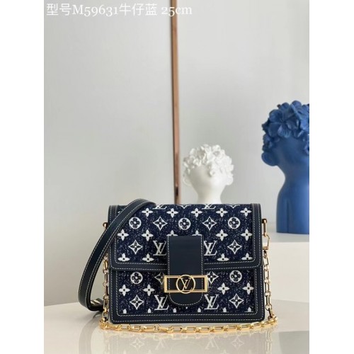 Louis Vuitton monogram denim DAUPHINE MM M59483 marineblauw