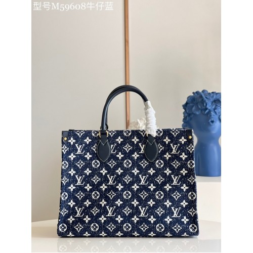 Louis Vuitton ONTHEGO Denim MM M59608 Marineblauw