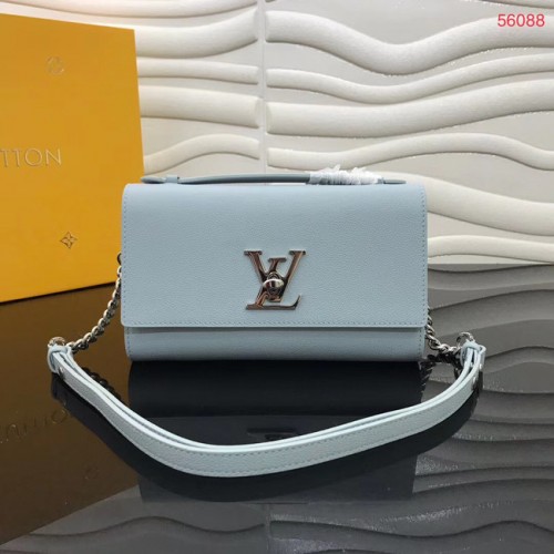 Louis Vuitton Original Grain kalfsleer LOCKME CLUTCH M56087 hemelsblauw
