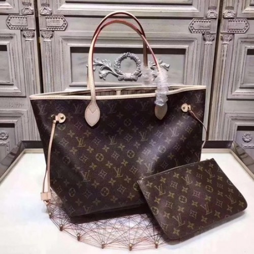 Louis Vuitton Origineel Monogram Canvas NEVERFULL 40156 Abrikoos