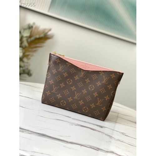 Louis Vuitton Original Monogram Canvas Zipper Clutch tas M64125 roze