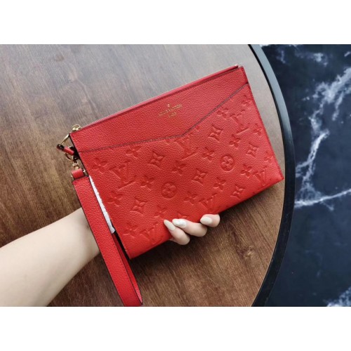 Louis Vuitton Original Monogram Empreinte Clutch tas MELANIE M68705 rood