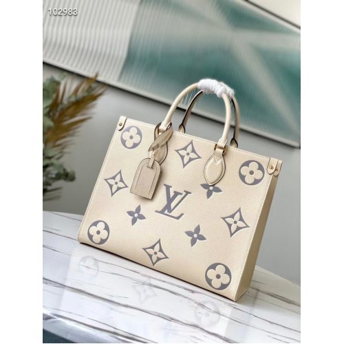 Louis Vuitton Original Onthego medium draagtas creme M45495 grijs logo
