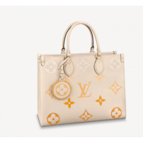 Louis Vuitton Original Onthego medium draagtas crème M45717 oranje logo