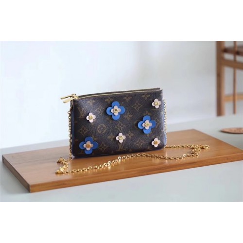 Louis Vuitton Original POCHETTE DUBBELE RITS M63905 blauw