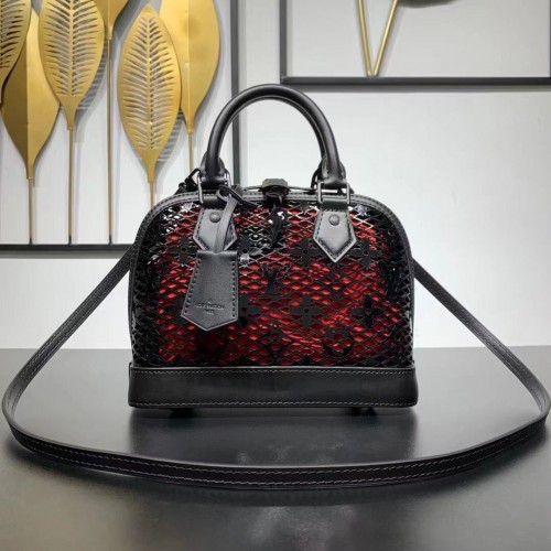 Louis Vuitton Patent kalfsleer Alma MM M20585 Zwart & Rood