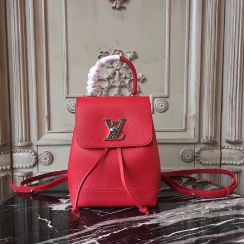 Louis Vuitton zacht kalfsleer LOCKME RUGZAK MINI M54573 rood