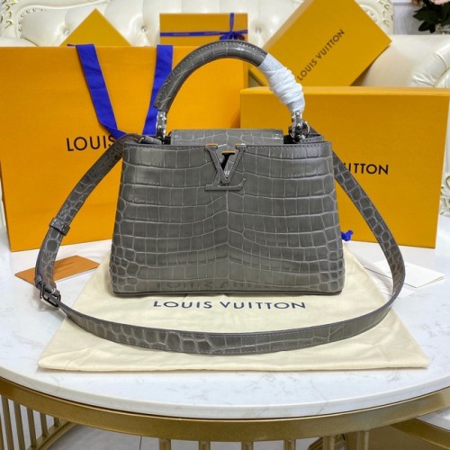 Louis Vuitton krokodillenleer CAPUCINES BB M81190 donkergrijs