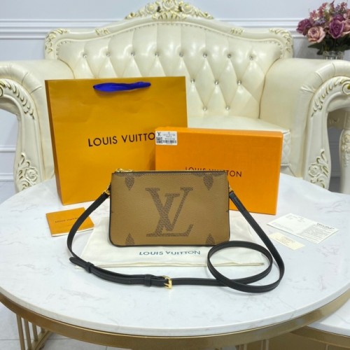Louis vuitton Canvas POCHETTE MET DUBBELE RITS M80084 bruin