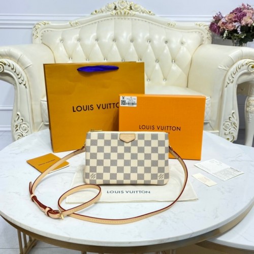 Louis vuitton Damier Azur Canvas DUBBELE RITSPOCHETTE M80084