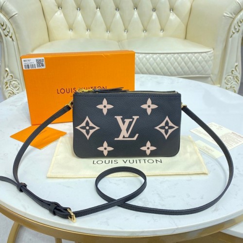 Louis vuitton Monogram Empreinte POCHETTE MET DUBBELE RITS M80084 Zwart&Beige