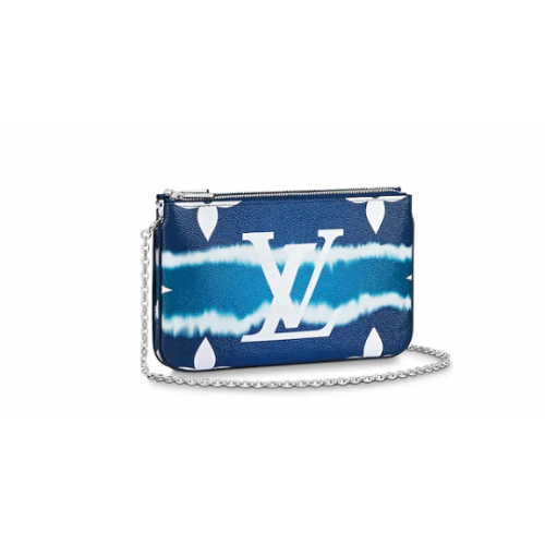 Louis vuitton originele ESCALE POCHETTE DUBBELE ZIP handtas M69124 blauw