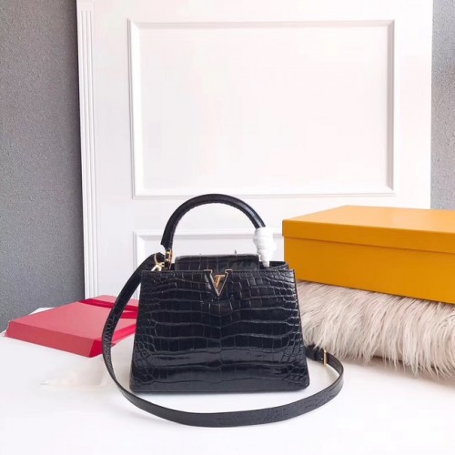 Louis vuitton originele krokodil CAPUCINES PM M94587 zwart