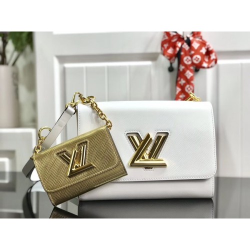 Louis vuitton originele epi leer TWIST MM M50280 wit & goud