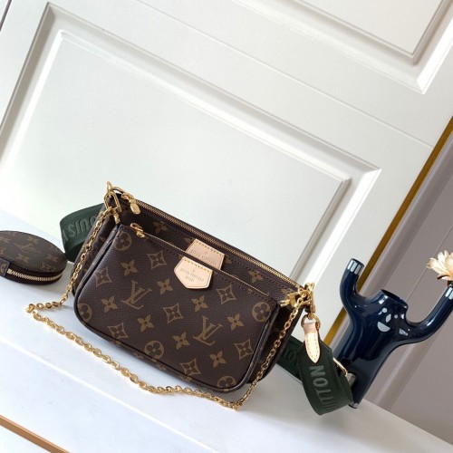 Louis vuitton originele monogram canvas schoudertas MULTI-POCHETTE ACCESSOIRES M44813 groen