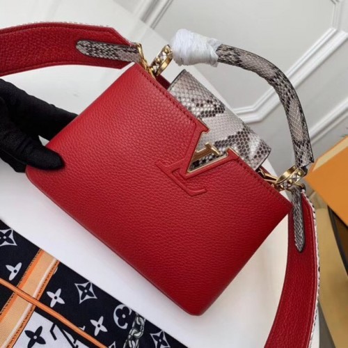 Louis vuitton origineel taurillon leer Capucines Mini N95509 rood