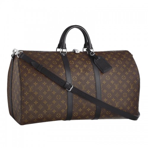 Louis Vuitton monogram Macassar canvas keepall 55 riem M56714