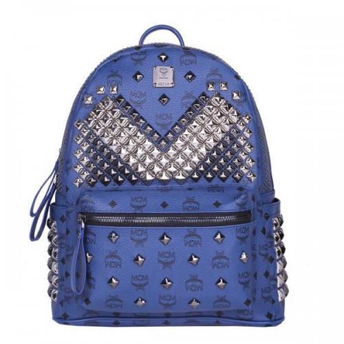 MCM Medium Stark rugzak met studs aan de voorkant MC4237 Royal