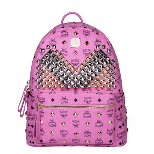 MCM Medium Stark rugzak met studs aan de voorkant MC4238 Rosy