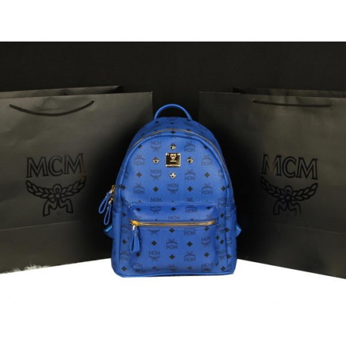 MCM Stark Rugzak Groot in Kalfsleer 8004 Blauw