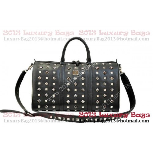 MCM Stark Weekender Medium Boston-tas van zwart kalfsleer