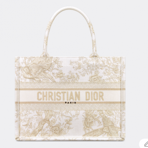 MEDIUM DIOR BOOK TOTE Dior Jardin dHiver-borduurwerk met goudkleurig metallic garen M1296Z