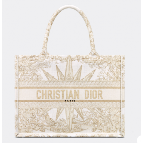 MEDIUM DIOR BOOK TOTE Dior Reve dInfini-borduurwerk met goudkleurig metallic garen M1296Z