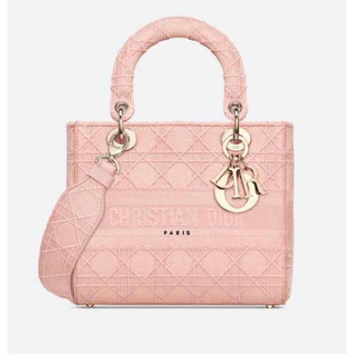 MEDIUM LADY D-LITE TAS Bois De Rose Cannage borduursel M0565OREY Rose