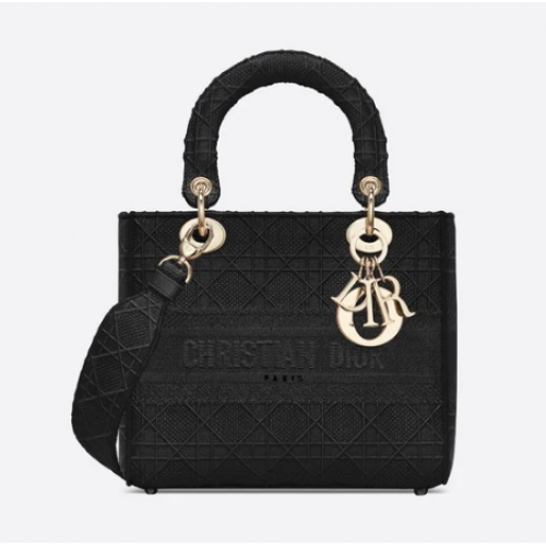 MEDIUM LADY D-LITE TAS Cannage-borduurwerk M0565OREY zwart