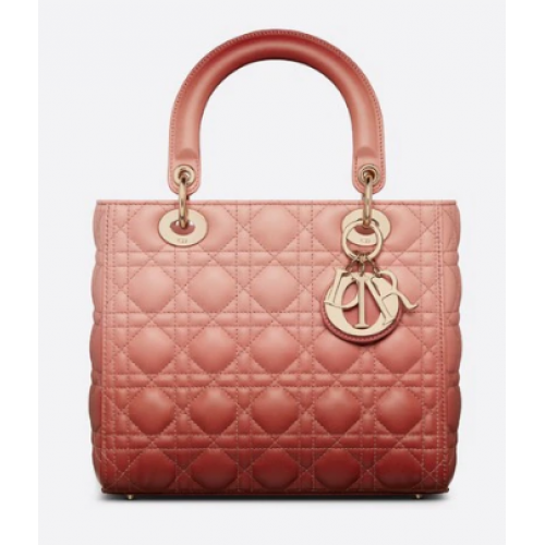 MEDIUM LADY DIOR TAS Roze Cannage lamsleer met kleurverloop M0565OS