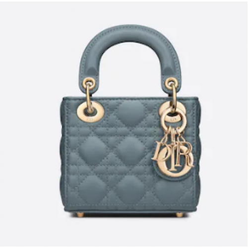 MICRO LADY DIOR TAS Cloud Blue Cannage lamsleer S0856O