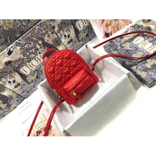 MINI DIOR RUGZAK Cannage Lambskin M9222 rood
