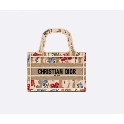 MINI DIOR BOOK TOTE Beige veelkleurig Dior Hibiscus-borduursel S5475ZR