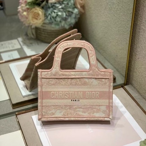 MINI DIOR BOOK TOTE Geborduurd S5475Z roze