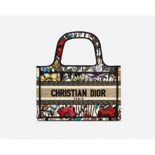 MINI DIOR BOOK TOTE Meerkleurig Mille Fleurs-borduursel S5475Z