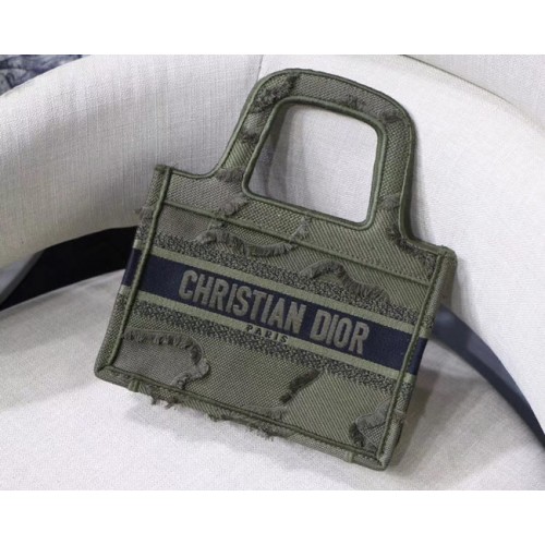 MINI DIOR BOOK TOTE ORIGINELE DIOR OBLIQUE GEBORDUURDE CANVAS TAS M974 groen