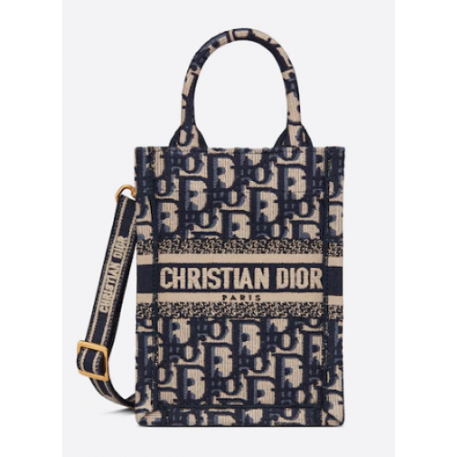 MINI DIOR BOOK TOTE TELEFOONTAS Blauw Dior Oblique-borduursel S5555CRIW