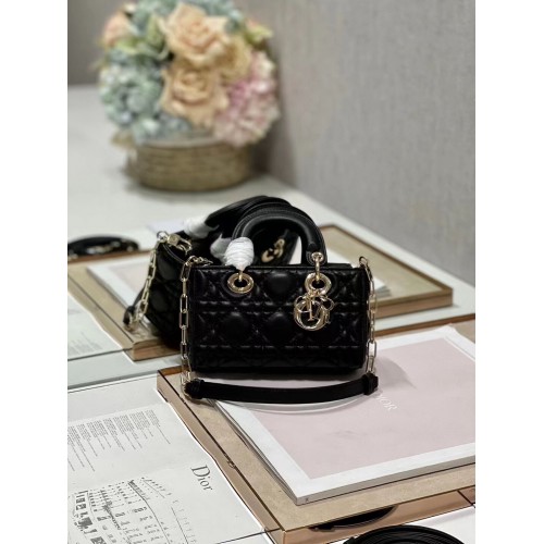 MINI DIOR LADY D-JOY TAS Cannage lamsleer M0540ONG zwart