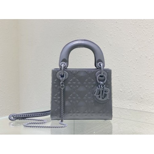 MINI LADY DIOR TAS Cannage kalfsleer C2815 grijs