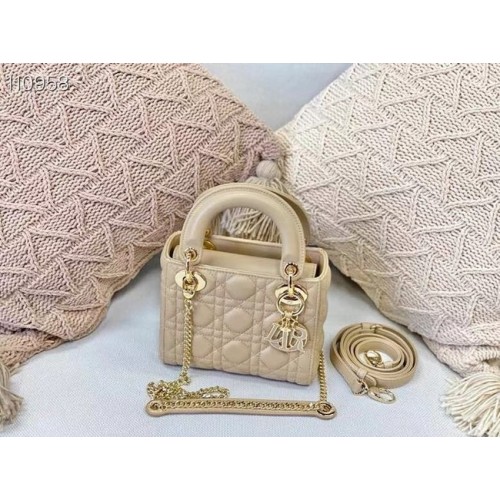 MINI LADY DIOR TAS Cannage lamsleer M0505OC Beige