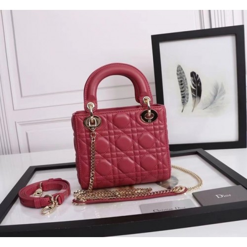 MINI LADY DIOR BAG Lamsleer M0566OE rood