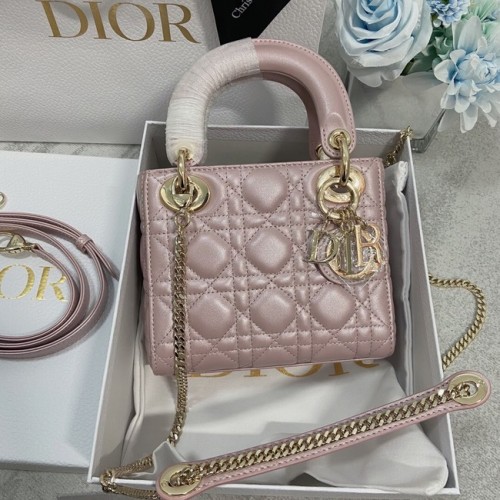 MINI LADY DIOR TAS Lamsleer M0566OW Parelmoer poeder&goud
