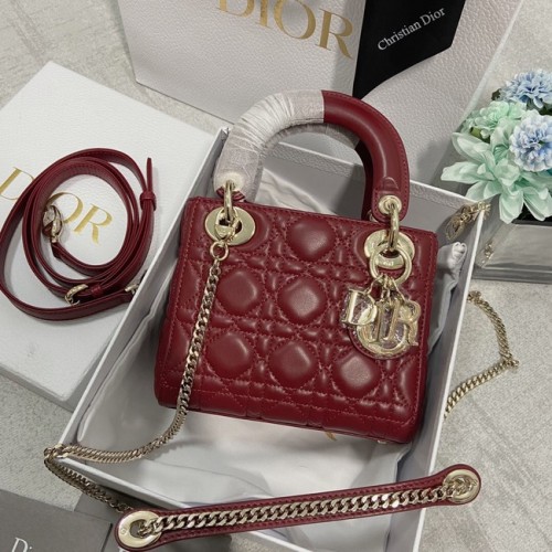 MINI LADY DIOR TAS Lamsleer M0566OW Wine&gold
