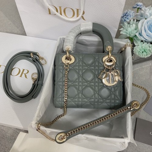 MINI LADY DIOR TAS Lamsleer M0566OW grijs en goud