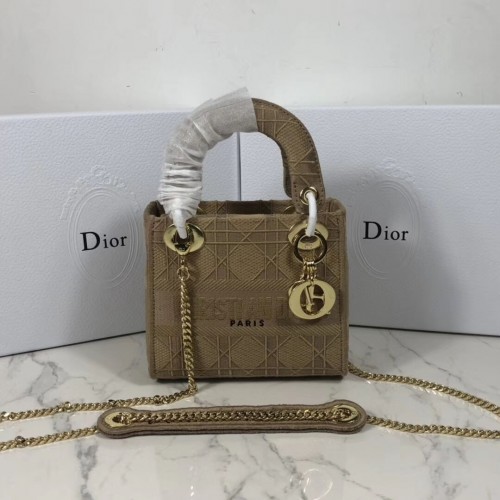 MINI LADY DIOR DRAAGTAS VAN GEBORDUURD CANVAS C4531 Nude