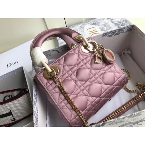 MINI LADY DIOR SATIJNEN TAS M424 Roze Paars