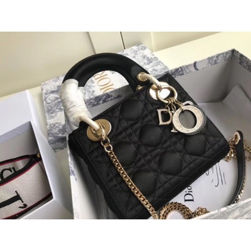 MINI LADY DIOR SATIJNEN TAS M424 zwart