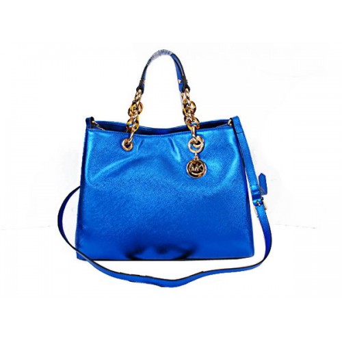 Michael Kors Jet Set reistas in parelmoer leer N8860 blauw