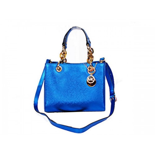Michael Kors Mini Jet Set-reistas in geperforeerd leer N8861 blauw